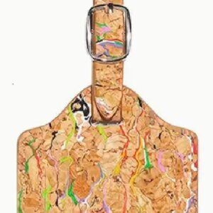 Colorful Cork Vegan Leather Luggage Tag Holder